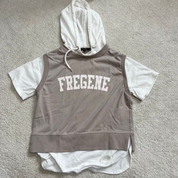 FREGENE 半袖パーカー 子供服 ブラウン キッズ ベージュ ガールズ ボーイズ