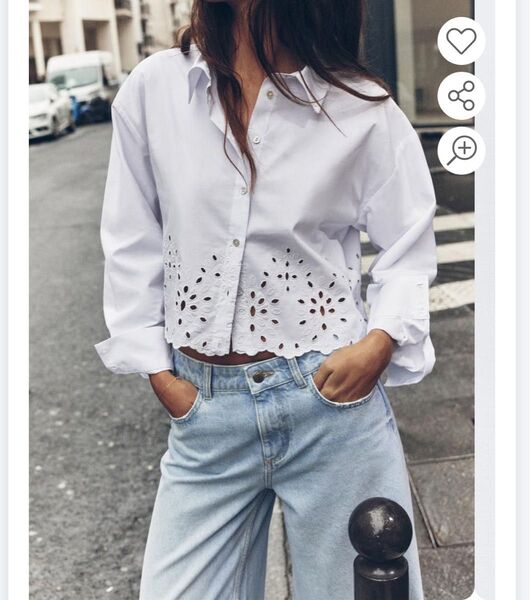 カットワークエンブロイダリーショートシャツ(ZARA)
