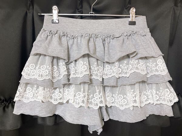 SHEIN グレー フリル レース ミニスカート