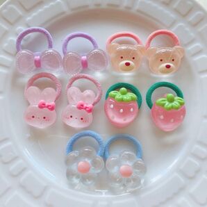 ヘアゴム 10本 ベビー 赤ちゃん 髪ゴム 髪留め リボンうさぎクマお花いちご キッズ こども 髪飾り 保育園 幼稚園 孫へ