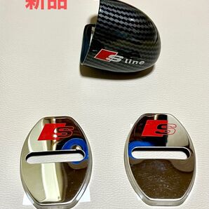 アウディ Sライン ドアロックカバー カーボンシフトノブ 左ハンドル A4 新品