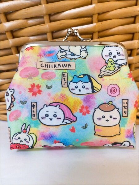 ☆ハンドメイドがま口ポーチ ちいかわ お寿司☆