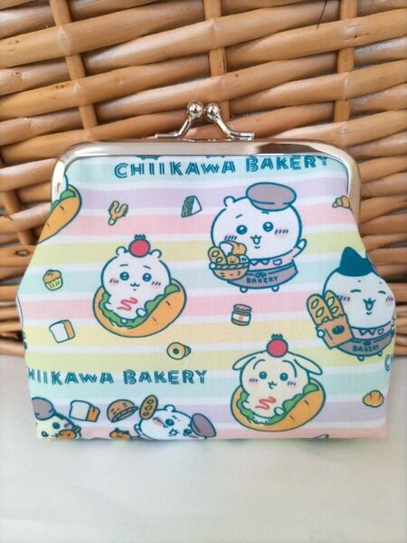 ☆ハンドメイドがま口ポーチ ちいかわ ベーカリー☆
