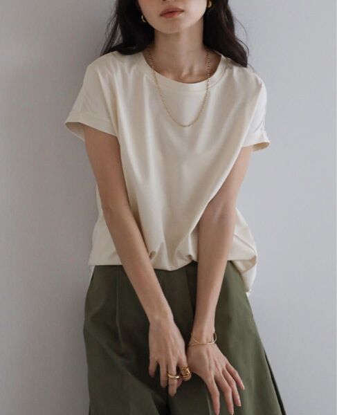 ボンジュールサガン 【汗染み防止】フレンチスリーブTシャツ エクリュ ホワイト FREE 半袖カットソー