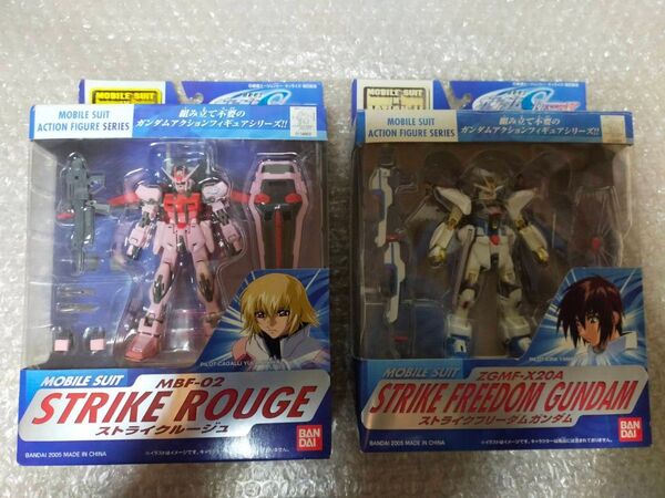 MS IN ACTION!! ストライクルージュ 未開封 と ストライクフリーダム やや汚れ ガンダムSEED DESTINY