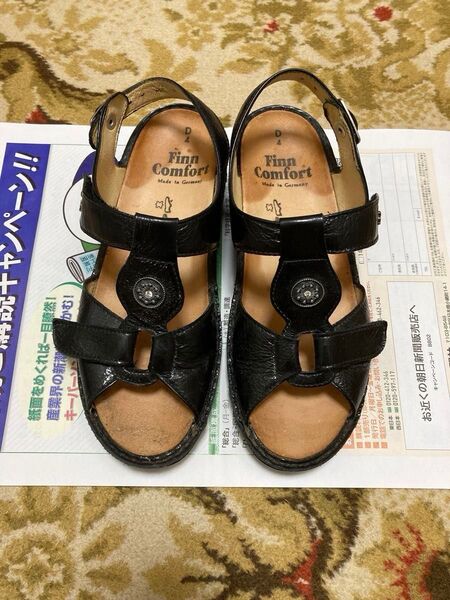 Finn Comfort 夏用サンダル ブラック D4 ドイツ製 23〜23.5