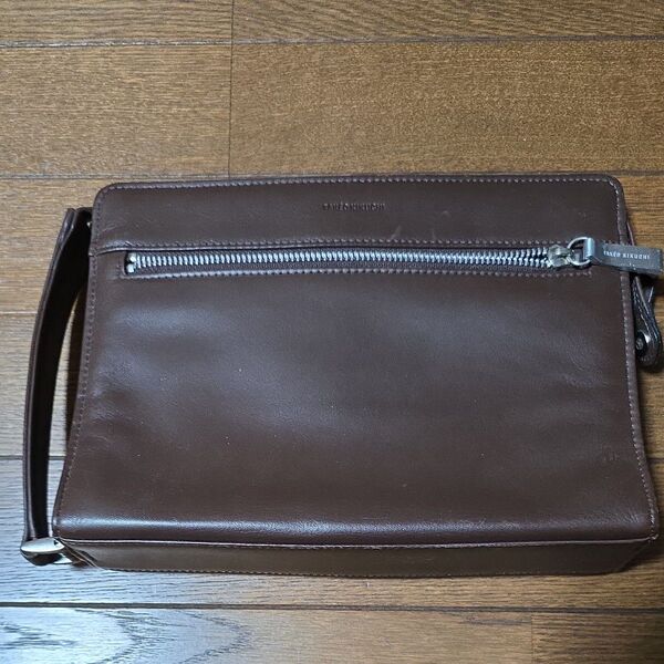 TAKEO KIKUCHI セカンドバッグ ブラウン レザー タケオキクチ