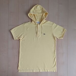 LACOSTE ラコステ 半袖パーカー レモンイエロー メンズ サイズ3 リラックスフィット 日本企画 ポロシャツ 鹿の子 マリン