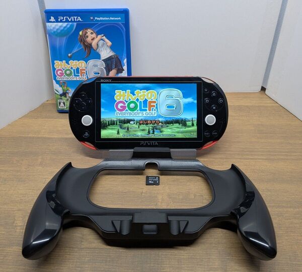 PS VITA PCH-2000 みんなのGOLF6 メモリーカード16GB 専用ハンドグリップ 中古 ジャンク扱い