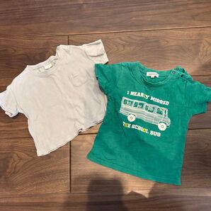 80cm 男の子まとめ売り 乗り物柄 1歳2歳 保育園着 夏服 半袖シャツ
