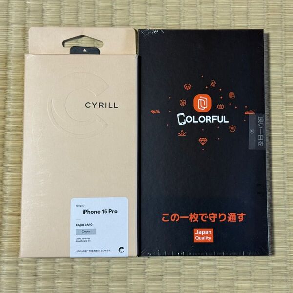 CYRILL by Spigen iPhone15Pro用ケース MagSafe対応(クリーム)とガラスフィルム アンチグレア