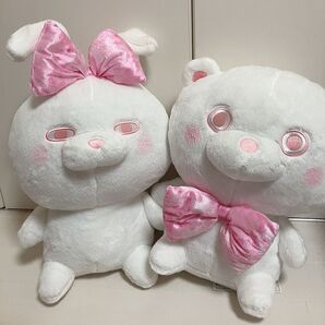 非売品 レア ヨッシースタンプ サクラリボンBIGぬいぐるみ 2種 うさぎ くま