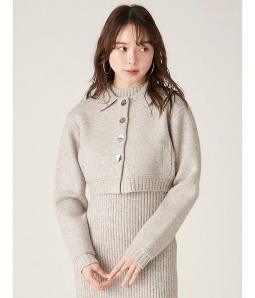 LILY BROWN リリーブラウン タグ付き未使用 ショートニットジャケット グレー 25SS 完売商品