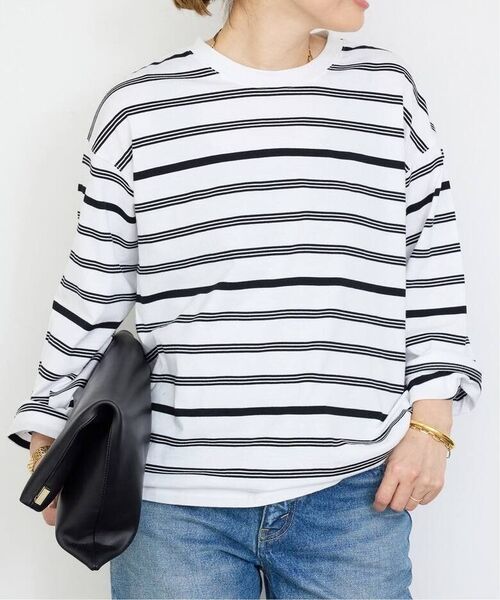 Deuxieme Classe Thrilling Stripe Tシャツ ホワイトB