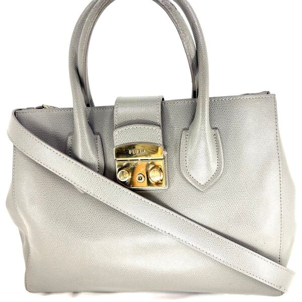 【FURLA】フルラ 2way トートバッグ ショルダーバッグ ねずみ色 鼠色 グレー