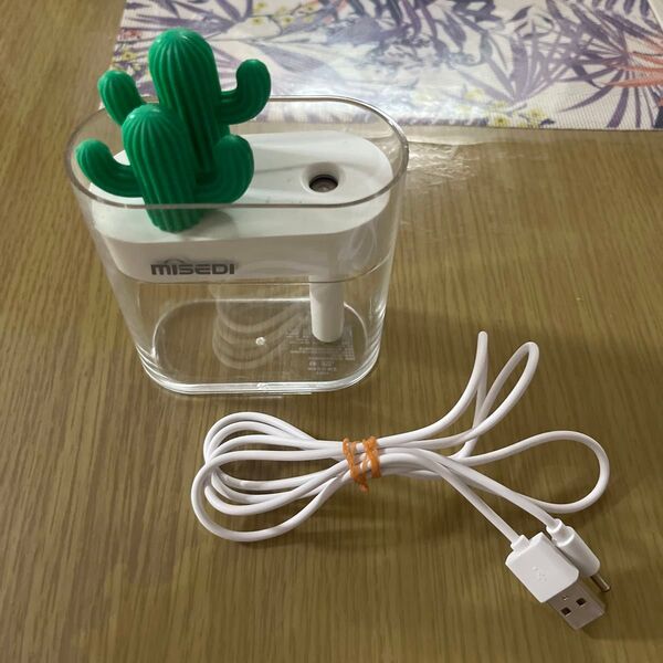 MISEDI ミニ加湿器 サボテン型 ホワイト グリーン