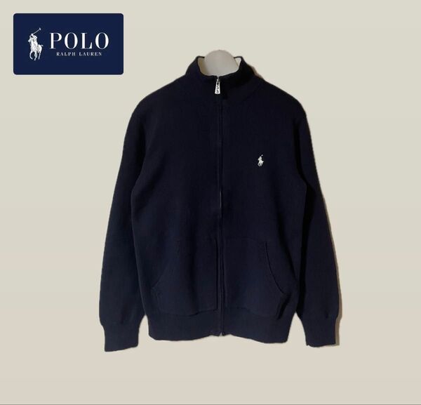 Polo Ralph Lauren ポロラルフローレン ジップアップカーディガン ネイビー 刺繍ロゴ ポニー