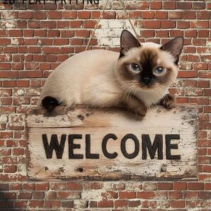 ウェルカムボード welcome シャム猫 ネコ ねこ 壁掛け 壁飾り インテリア