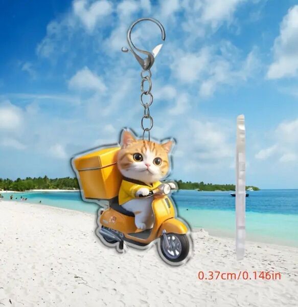 配達中の チャシロ 猫 キーホルダー ネコ ねこ アクリル 茶白 茶トラ