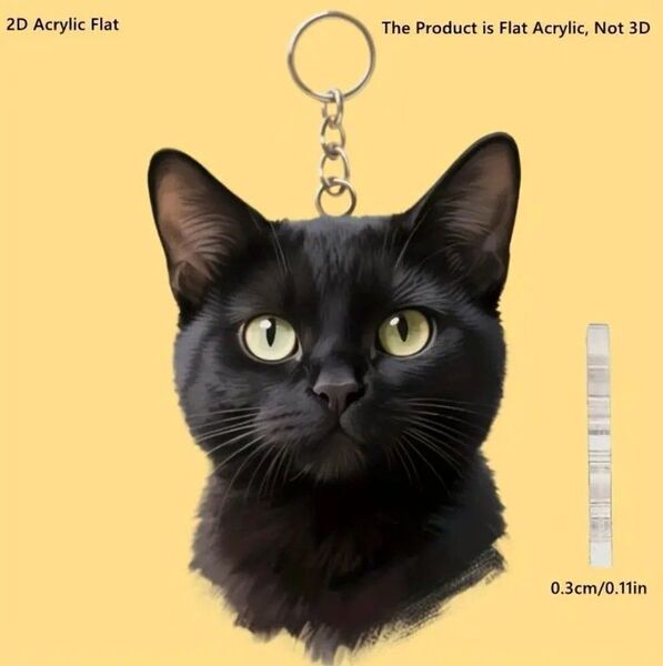 黒猫 キーホルダー キーリング 猫 ネコ ねこ アクリル 2D かわいい