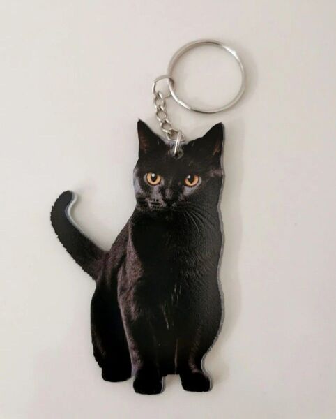 黒猫 キーホルダー キーリング 猫 ネコ ねこ アクリル