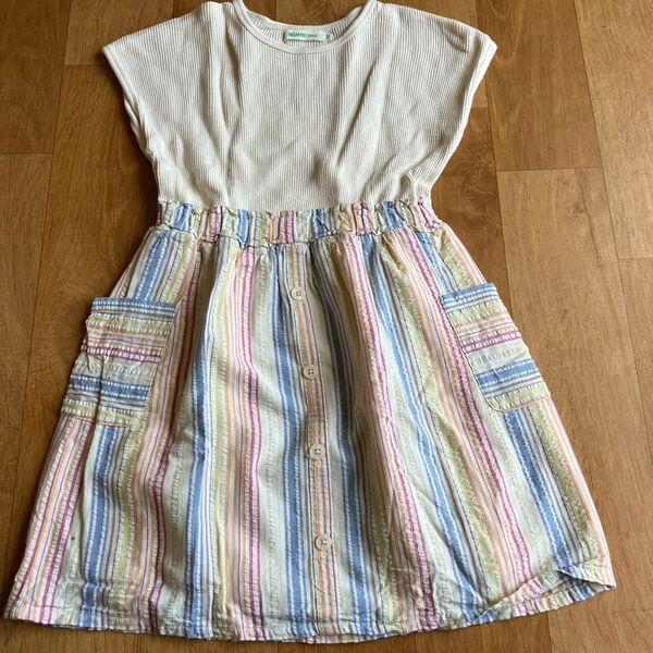 BEAMS mini ワンピース 110cm ストライプ