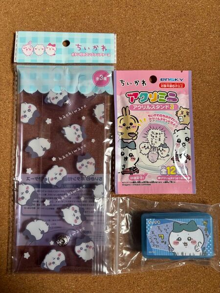 【新品】ちいかわ ハチワレ ボタン付きロングクリアケース ケース&シール アクリミニ キャンドゥ