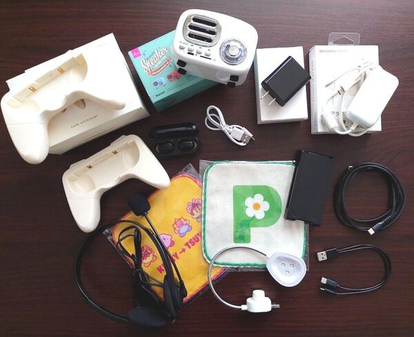 【一部訳あり】電気小物・スマホ・Switchグッズセット ワイヤレスイヤホン Bluetoothスピーカー ヘッドセット 充電器等