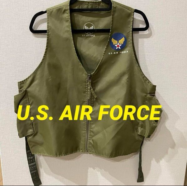 U.S. AIR FORCE ミリタリージャケット オリーブグリーン E-1 ミリタリーベスト ラジオベスト ナイロンベスト