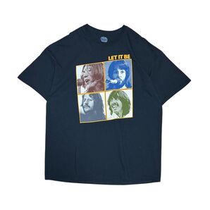【r86】THE BEATLES LET IT BE バンド プリント 半袖 Tシャツ ブラック ビートルズ USA古着