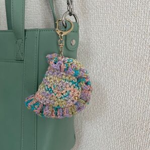 ポーチ キーホルダー かぎ編み AirPodsケース一点物
