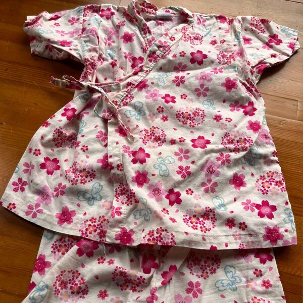 95センチ 甚平 花柄 さくら柄 桜 女の子 浴衣 子供 ベビー