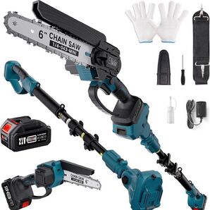新品 高枝切りチェンソー 電動チェーンソー 6インチ 軽量 バッテリー付き