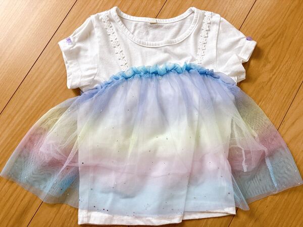 女の子 レインボー トップス 半袖Tシャツ 110 120