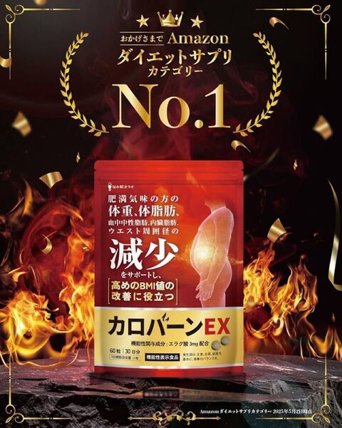 カロバーンEX 30日分 肥満 内臓脂肪 BMI値 機能性表示食品 αリポ酸