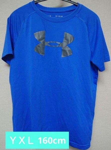 アンダーアーマー UNDER Tシャツ 半袖Tシャツ ロゴプリント 半袖 YXL 160cm 青 ブルー