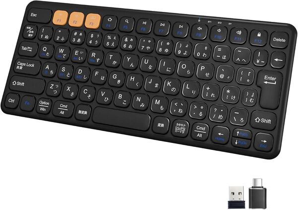 Ewin キーボード Bluetooth ワイヤレス 無線 2.4GHz(USBレシーバー付属)コンパクト Type-C充電式