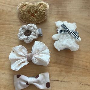即日発送 おまけ付き ヘアピン ヘアクリップ リボン Jewel Dogs ハンドメイド レース編み