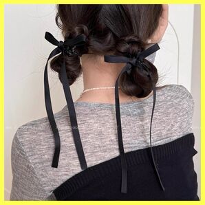 ヘアアクセサリーミニリボン 髪飾り ヘアクリップ クリップヘアアレンジ 韓国 キッズ 子供 夏 リボン 姫 可愛い 三つ編み 黒