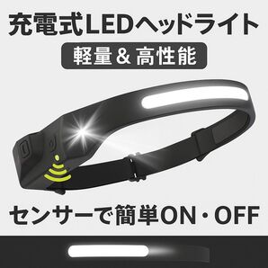 【送料無料】充電式LEDヘッドライト 高輝度センサー式 軽量・防水・6モード アウトドア・防災対応
