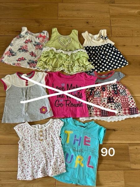 女の子 90サイズ 半袖Tシャツ トップス ノースリーブ まとめ売り5枚セット