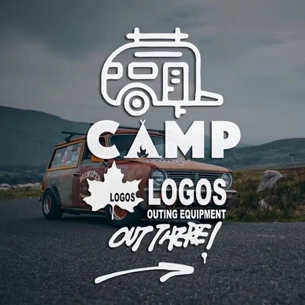 防水ステッカー アウトドア キャンプロゴ 車 バイクのステッカー logos ホワイト シール