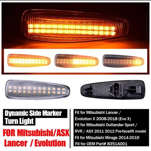 【NEW】三菱車用 サイドマーカー LEDウィンカー クリアレンズ 2つセット