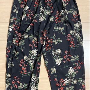 スラックス パンツ ボタニカルプリントコクーンシルエットイージーパンツ レディース