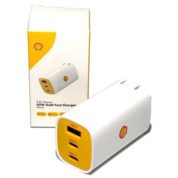 ほぼ新品 Shell 充電器 65W GaN USB-PD Type-C 折りたたみ式プラグ USB-C充電器 シェル