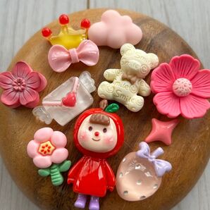 349【デコパーツ レジン ネイル デコホイップ】くま うさぎ リボン 女の子