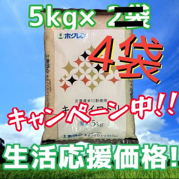 生活応援キャンペーン!! ホクレン キタノイロドリ 5kg×4袋 計20kg 精米 北海道産 ブレンド米 白米 お米