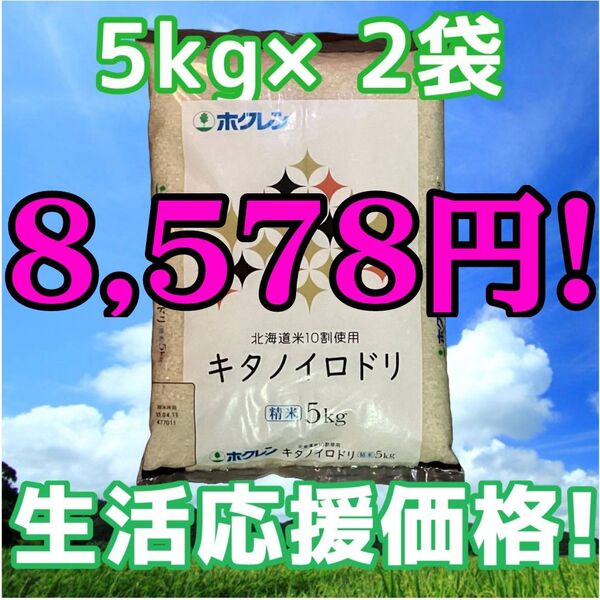 生活応援価格!! ホクレン キタノイロドリ 5kg×2袋 計10kg 精米 北海道産 ブレンド米 白米 お米