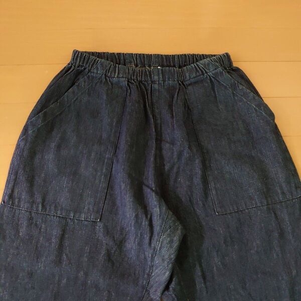 デニム ワイドパンツ パンツ ウエストゴム デニムパンツ Sサイズ 綿100% 薄手