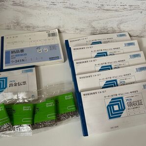 ●領収証 3枚複写 5冊 納品書 出金伝票 ゼムクリップ400本セット●